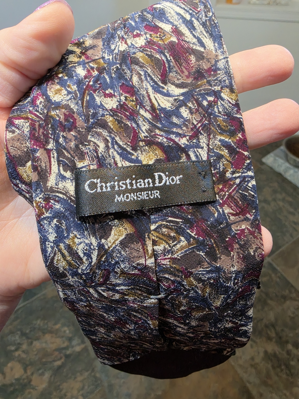 Vintage Christian Dior Monsieur Abstract Painterly Silk Tie - Picture 3 of 5